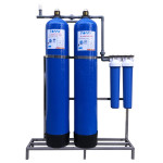 Khung inox đỡ 2 cột lọc tổng